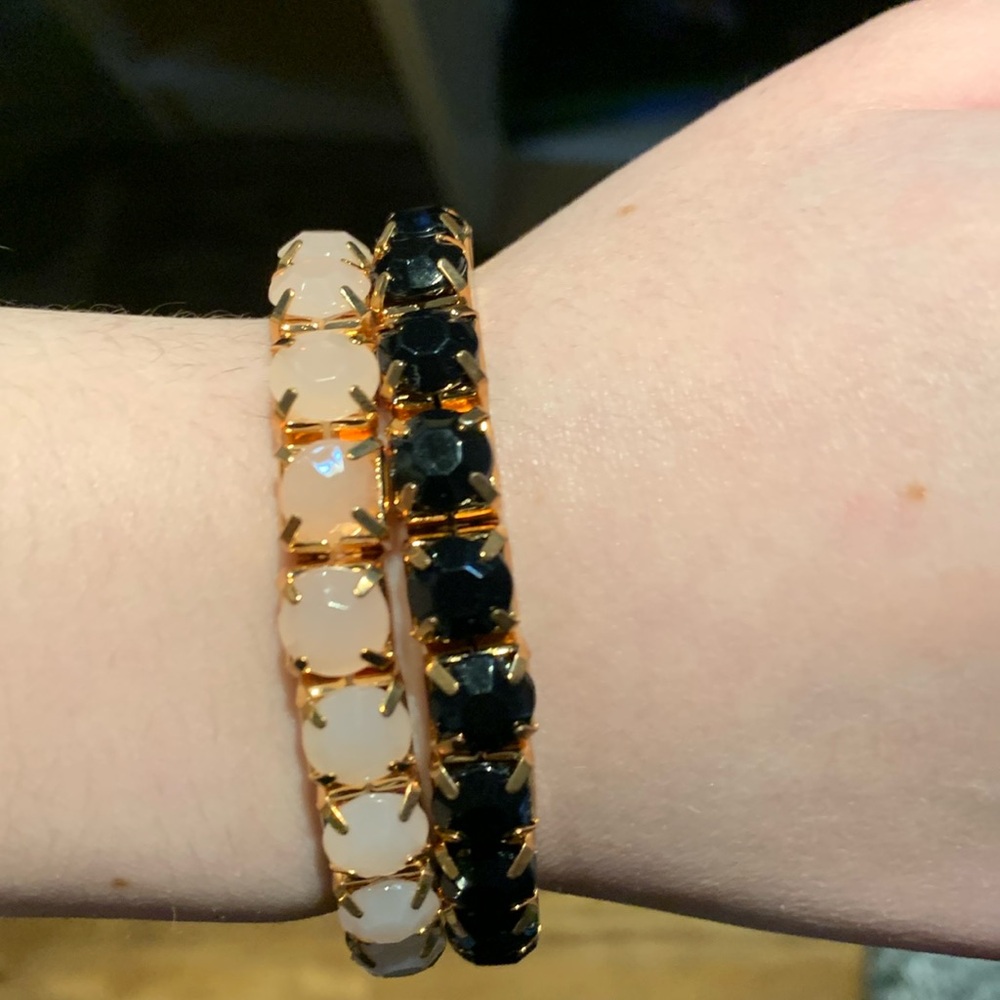 Two bracelets, stretch, pink and black